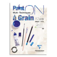 CLAIREFONTAINE Bloc PAINT'ON à Grain encollé A3 20F 250g