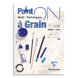 CLAIREFONTAINE Bloc PAINT'ON à Grain encollé A3 20F 250g