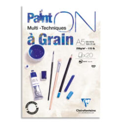 CLAIREFONTAINE Bloc PAINT'ON à Grain encollé A5 20F 250g