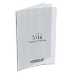 CONQUERANT 9 Cahier TP piqûre format A4 48 pages grands carreaux Séyès+48 pages unies. Couv PP incolore.