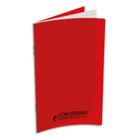 CONQUERANT C9 Carnet 90g, 9x14, 96 pages quadrillées 5x5, agrafé, couverture polypro Rouge