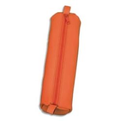 JUSCHA Trousse ronde en cuir 21x6cm. Coloris Orange