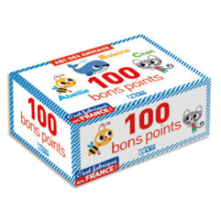 LITO DIFFUSION Boîte de 100 Bons points ABC, recto une lettre et un animal, verso une petite comptine