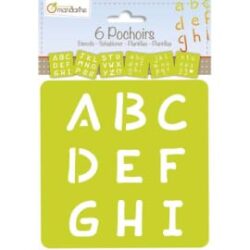 AVENUE MANDARINE Sachet de 6 pochoirs thème Alphabet majuscule, translucides, Dim. Lettres H3,5 x L2,5 cm