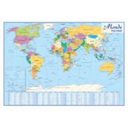 CBG Grande Carte Murale pelliculée : recto Europe Politique / verso Monde Politique - 98x138 cm