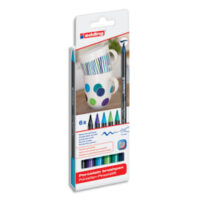 EDDING Etui de 6 feutres porcelaine, pointe pinceau, couleurs