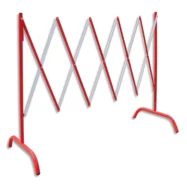 VISO Barrière extensible en acier peinture epoxy anti-UV Rouge blanche - Dim L20/230 x H100/105 x P40 cm