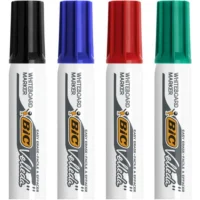 BIC Velleda Feutres 1781 pour Tableau Blanc Effaçables à Sec Pointe Biseau Large - Couleurs Assorties x4