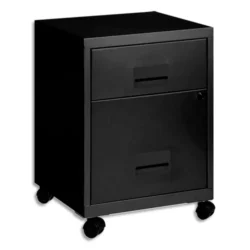 Caisson Combi mobile 2 tiroirs dont 1 pour dossiers suspendus L40 x H57 x P40 cm Noir