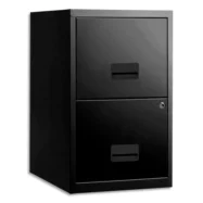 PIERRE HENRY Classeur pour DS 2 tiroirs Noir, poignée vague, fermeture sélective, L40 x H66 x P40 cm