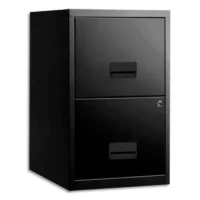 PIERRE HENRY Classeur pour DS 2 tiroirs Noir, poignée vague, fermeture sélective, L40 x H66 x P40 cm