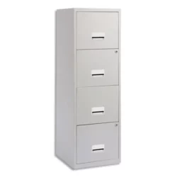 PIERRE HENRY Maxi Classeur pour DS 4 tiroirs Gris, poignée vague, fermeture sélective, L40 x H126 x P40