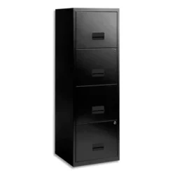 PIERRE HENRY Maxi Classeur pour DS 4 tiroirs Noir, poignée plate, fermeture sélective, L40 x H126 x P40