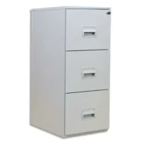 PIERRE HENRY Classeur DS 3 tiroirs Gris, poignée porte-étiquette, centralisée, L 41,8 x H99,2 x P54,1 cm