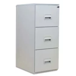 PIERRE HENRY Classeur DS 3 tiroirs Gris, poignée porte-étiquette, centralisée, L 41,8 x H99,2 x P54,1 cm