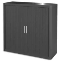 PAPERFLOW Armoire à rideau easyOffice, 2 étagères, anthracite corps et rideau: anthracite, métal et polystyrène, rideaux en lamelles de polypropylène, avec 2 étagères, livraison composée de 2 colis dimensions: (L)1100 x (P)415 x (H)1040 mm (E1CT0002400029)