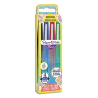 PAPERMATE Pochette de 4 Stylos feutres Flair Original Standard, pointe 0,4mm. B, N, RGE, VT