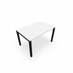 Bureau rectangle Arial L. 160 cm x P 80 cm EP19mm mélamine blanc neige pied carré arche fixe métal lisse noir