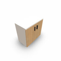 Armoire mélamine Armand 1 tablette H. 73,5 x L. 80 x P. 43,2 cm corps et top finition mélamine chêne clair avec 2 portes soft-closing mélamine chêne clair - poignées métal lisse noir