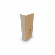 Armoire mélamine Armand 4 tablettes H. 202,1 x L. 80 x P. 43,2 cm corps et top finition mélamine blanc neige avec 4 portes soft-closing mélamine chêne clair - poignées métal lisse blanc