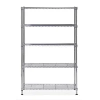 ALBA Etagère Mobi en fil métal chromé taille L, 5 tablettes, charge max 350Kg - Dim L120 x H200 x P35 cm