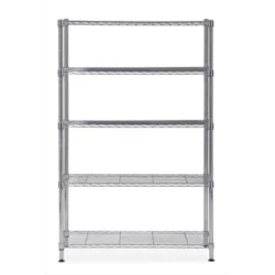 ALBA Etagère Mobi en fil métal chromé taille L, 5 tablettes, charge max 350Kg - Dim L120 x H200 x P35 cm