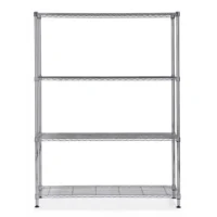 ALBA Etagère Mobi en fil métal chromé taille L, 4 tablettes, charge max 280Kg - Dim L120 x H160 x P35 cm