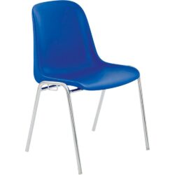 Chaise Coque Beta Bleu sans accroche, piètement en acier chromé, empilable 40 x 40 cm, hauteur 81cm