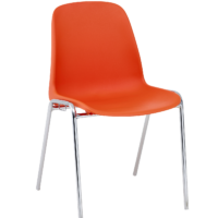 Chaise Coque Beta Orange sans accroche, piètement en acier chromé, empilable 40 x 40 cm, hauteur 81cm