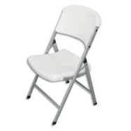 Lot de 4 Chaises pliantes Blanches en polyéthylène, structure acier, épaisseur repliée 15 cm