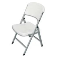 Lot de 4 Chaises pliantes Blanches en polyéthylène, structure acier, épaisseur repliée 15 cm