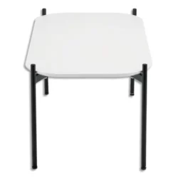 PAPERFLOW Table basse MEET 50x75cm, pied acier époxy noir mat, plateau laqué 19mm blanc