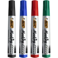 BIC Marking 2000 ECOlutions Marqueurs Permanents à Pointe Conique Moyenne - Couleurs Assorties x4