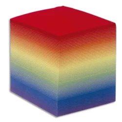 QUO VADIS Bloc cube arc en ciel 9x9x8cm 610 feuilles encollées 80g PEFC