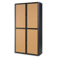 PAPERFLOW EasyOffice armoire démontable corps en PS teinté Noir Hêtre - Dimensions L110xH204xP41,5 cm