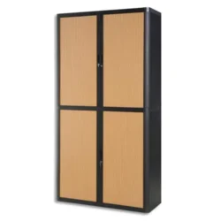 PAPERFLOW EasyOffice armoire démontable corps en PS teinté Noir Hêtre - Dimensions L110xH204xP41,5 cm