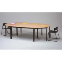Table polyvalente demi-rond diamètre 140 cm hêtre/Noir