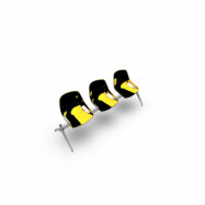 Poutre Rosalie 3 places assise polypropylène jaune - piétement aluminium poli - traverse métal gris aluminium