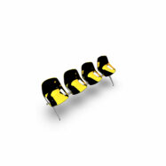 Poutre Rosalie 4 places assise polypropylène jaune - piétement aluminium poli - traverse métal gris aluminium