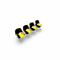 Poutre Rosalie 4 places assise polypropylène jaune - piétement aluminium poli - traverse métal gris aluminium