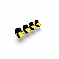 Poutre Rosalie 4 places assise polypropylène jaune - piétement aluminium poli - traverse métal gris aluminium