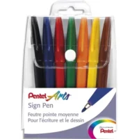 PENTEL Pochette de 7 stylos feutre pointe acrylique 7 couleurs d'encre SIGN PEN S520