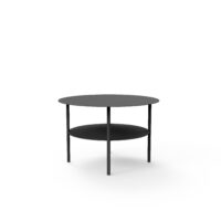 Table basse ronde métallique Zélie D. 67 x H. 43 cm avec 2 plateaux sur 4 pieds métal structuré gris anthracite