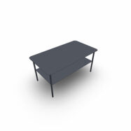 Table basse rectangulaire métallique Zélie L. 90 x P. 50 x H. 43 cm avec 2 plateaux sur 4 pieds métal lisse gris aluminium