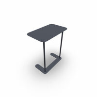 Tablette écritoire métallique Zélie L. 56 x P. 34 x H. 63 cm sur piètement 2 tubes sur socle en U métal lisse gris aluminium