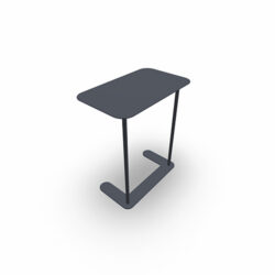 Tablette écritoire métallique Zélie L. 56 x P. 34 x H. 63 cm sur piètement 2 tubes sur socle en U métal lisse gris aluminium