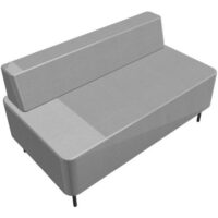 Chauffeuse 2 places Zélie L. 120 x H. 64,7 cm assise tissu Bondaï gris orageavec dossier tissu Bondaï gris oragesur 4 pieds tubes fixes D.20 mm métal structuré blanc