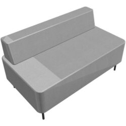 Chauffeuse 2 places Zélie L. 120 x H. 64,7 cm assise tissu Bondaï gris orageavec dossier tissu Bondaï gris oragesur 4 pieds tubes fixes D.20 mm métal structuré blanc