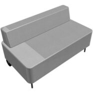 Chauffeuse 2 places Zélie L.120 x H. 64,7 cm assise tissu Bondaï gris orage avec dossier tissu Bondaï gris orage sur 2 pieds tubes fixes D.20 mm à l'avant et 2 pieds sur roues D. 125mm cache noir à l'arrière mé