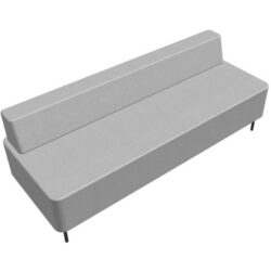 Chauffeuse 3 places Zélie L. 180 x H. 64,7 cm assise tissu Secret Argile avec dossier tissu Secret Argile sur 4 pieds tubes fixes D.20 mm métal lisse gris aluminium